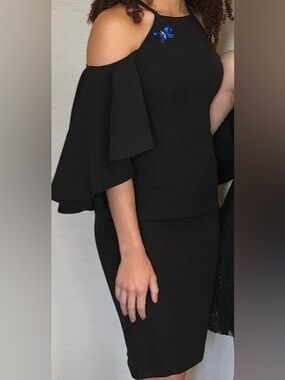 Open shoulder black dress